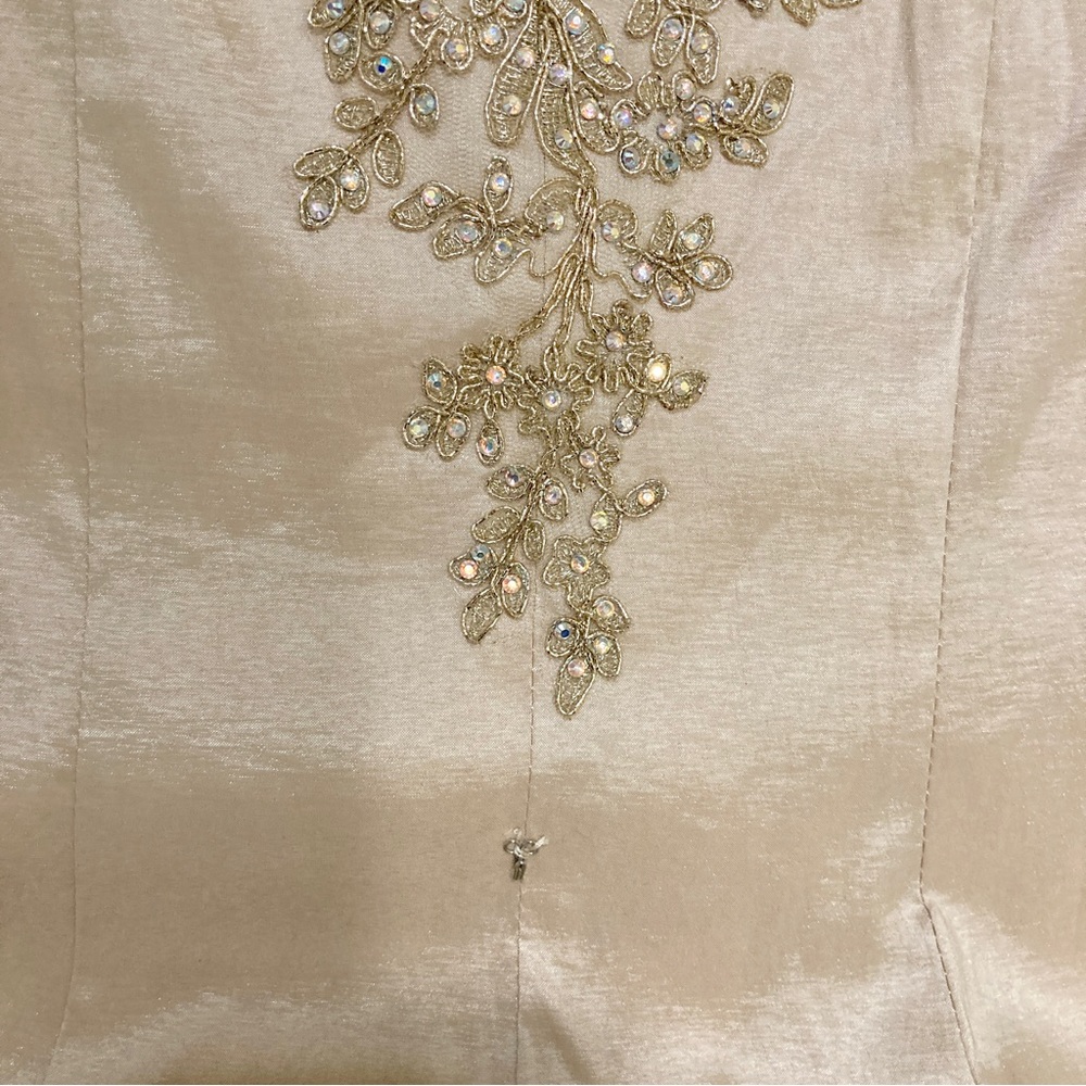 Champagne Sequined Gown Morilee By Madeline Gardner - Size 2 - Picture 14 of 16